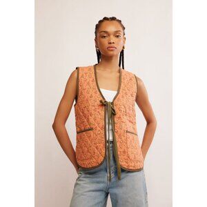 FREE PEOPLE Women's Claudine Quilted Vest Size S In Candied Melon Combo